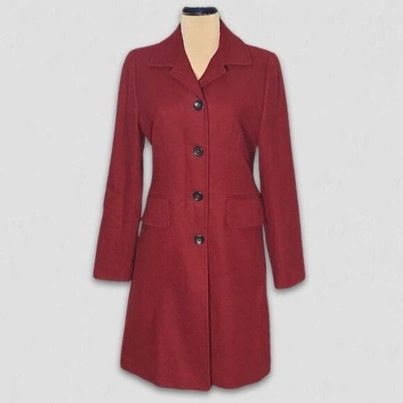 Banana Republic Wool Blend Pea Coat Red Burgundy XS - Picture 1 of 13